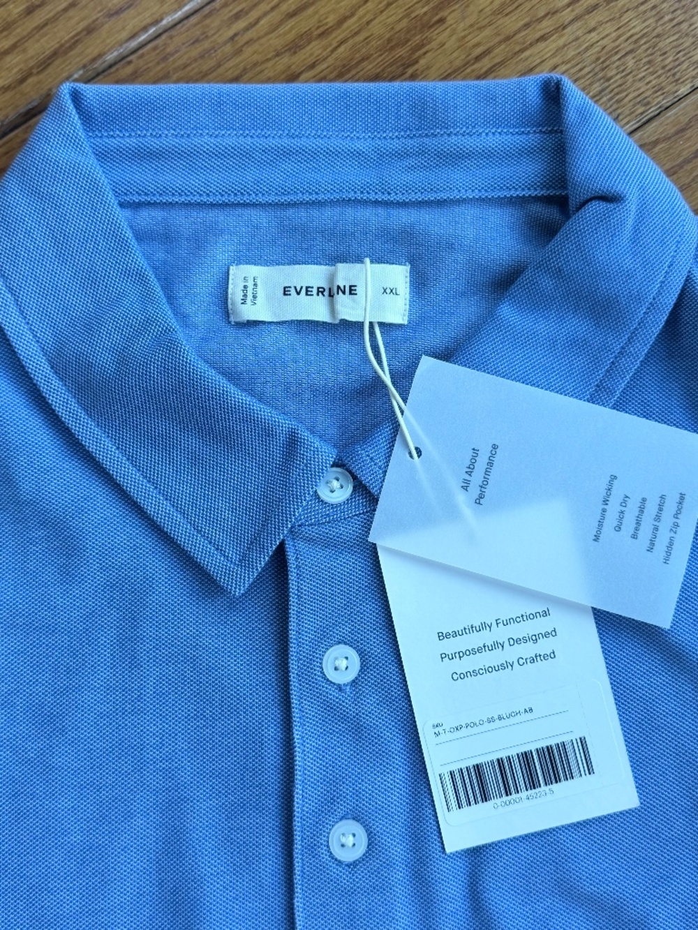 Everlane Men's Startup Polo T-Shirt in Chambray, Size 2XL, Cotton/Polyester - Picture 5 of 6